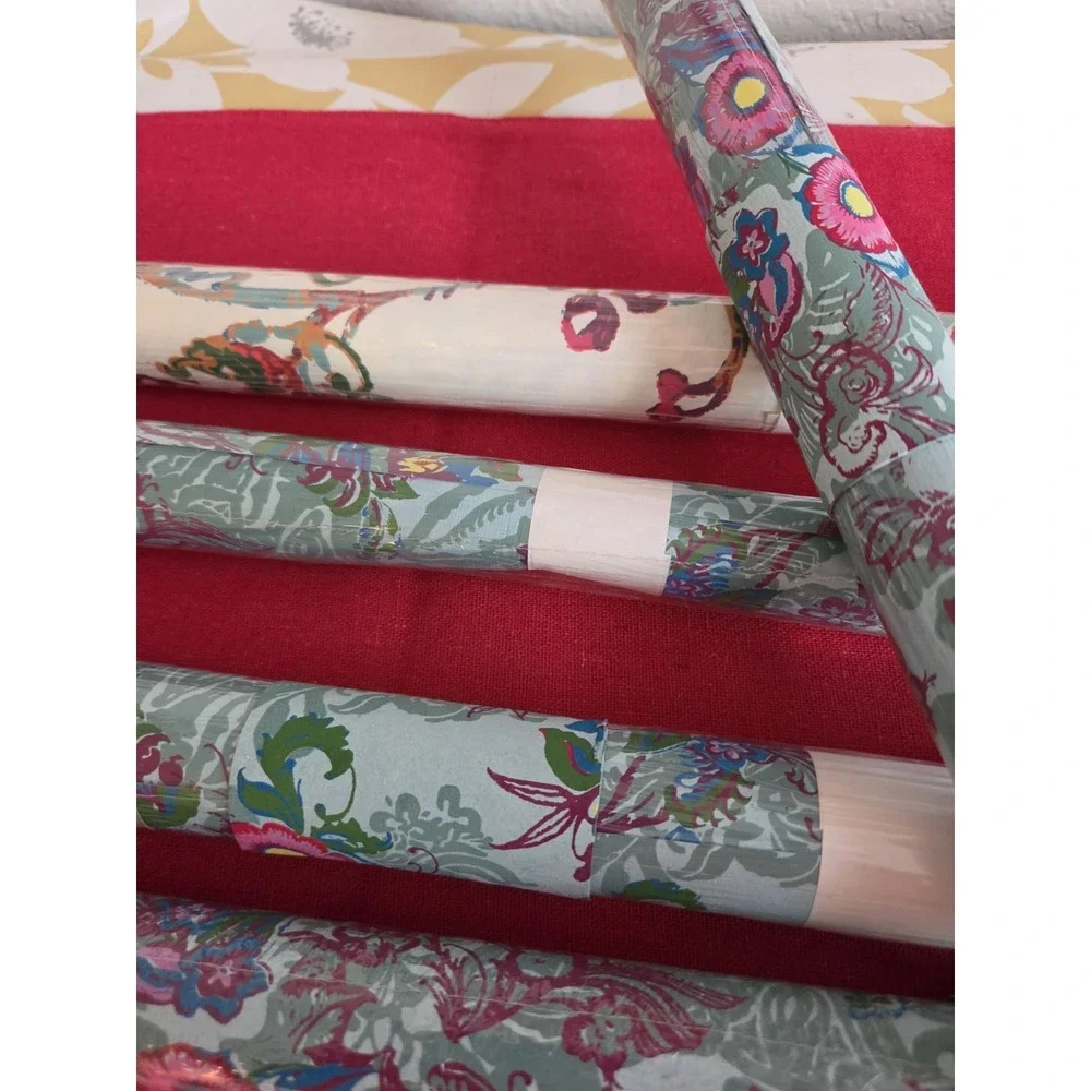 World Market Handmade Wrapping Paper 5 Rolls 21x30 Blue Floral Unique Present